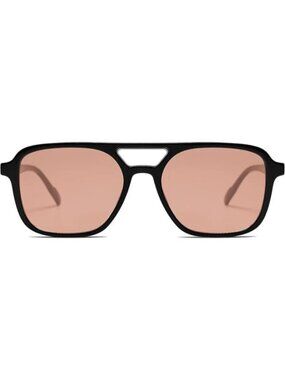 SOJOS Women Aviator Sunglasses Rectangle Sun Glasses Black Frame Orange Lens